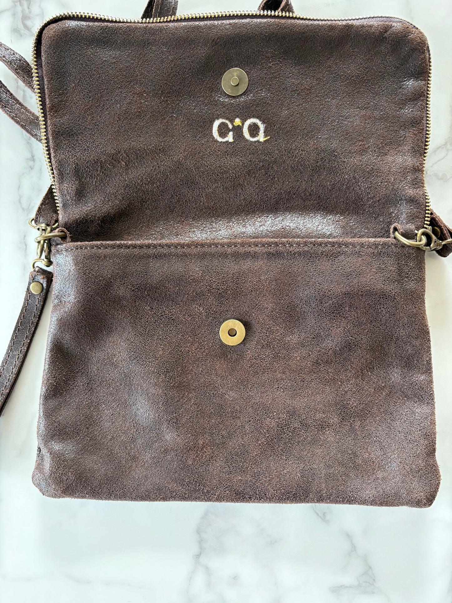 Bolso asa larga piel iniciales