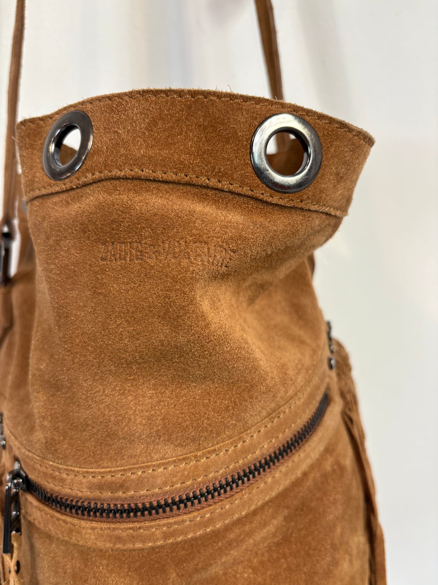 ZADIG & VOLTAIRE. Bolso bandolera ante flecos