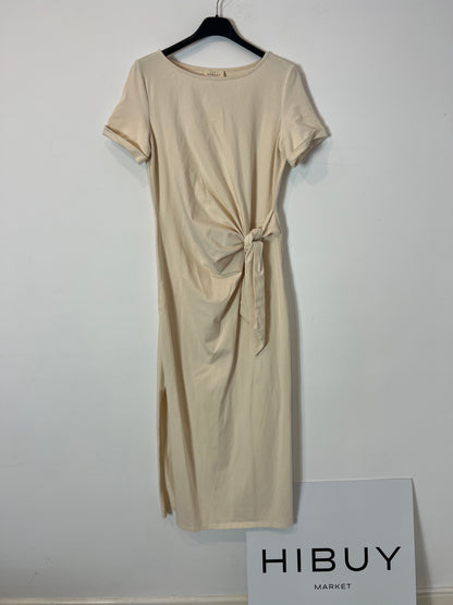 SEZANE. Beige midi dress with bow T.xs