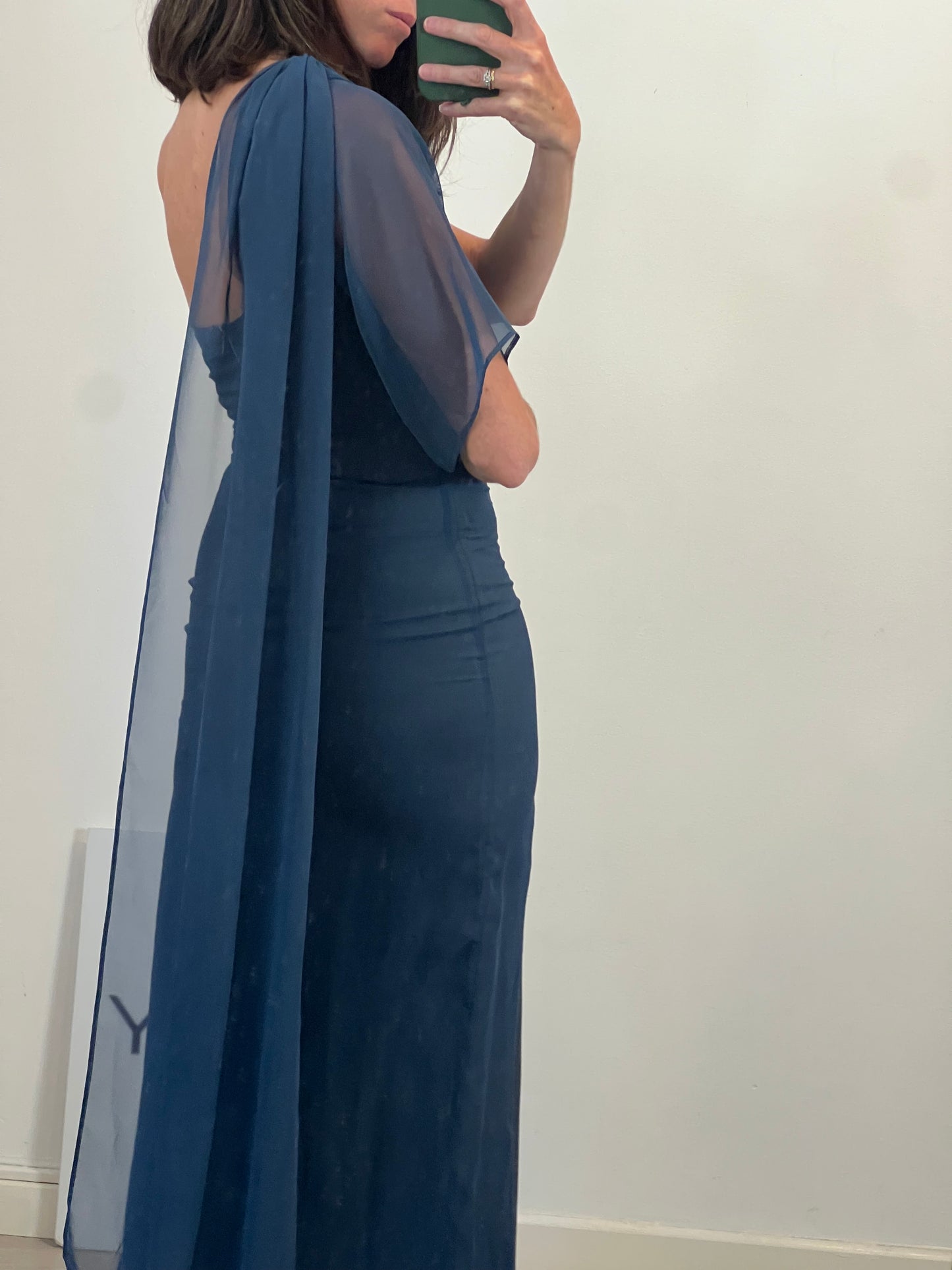 M DE J. Vestido azul asimétrico T.s