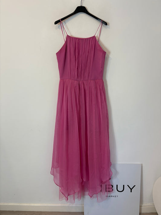 DAVID CHRISTIAN. Vestido midi rosa gasa