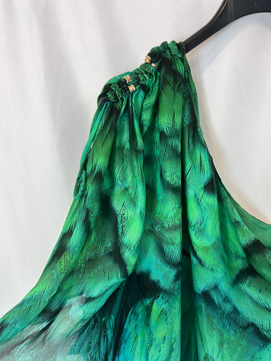 ROBERTO CAVALLI. Asymmetrical silk short dress. Size 40