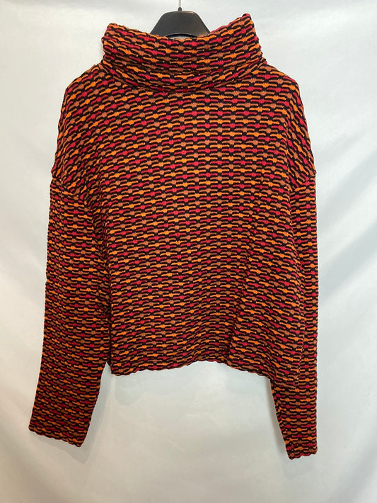 ZARA. Jersey rojo estampado con textura. T.M