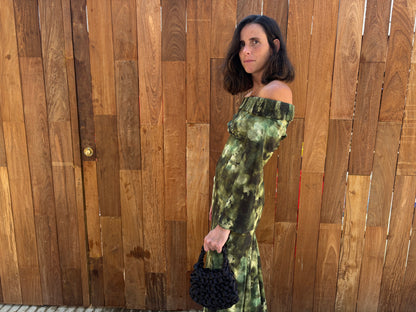 NICE HAND. Green printed dress S.32 (XS/S)