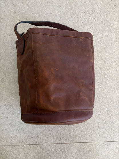 MALABABA. Bolso marrón piel doble asa
