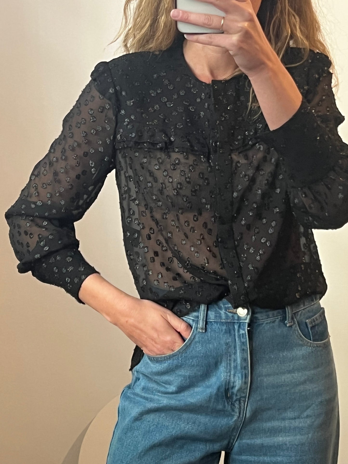 ISABEL MARANT. Black polka dot blouse T.36