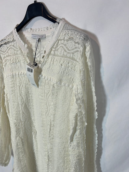 TINTORETTO. Blusa encaje color crudo. T S