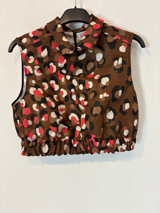 RED VALENTINO. Brown printed top, size 40 (s)