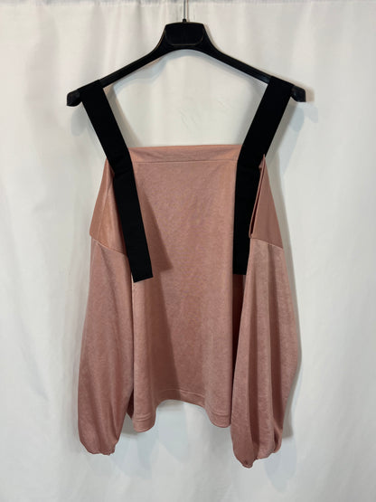 BERSHKA. Flowy pink strappy Ts top