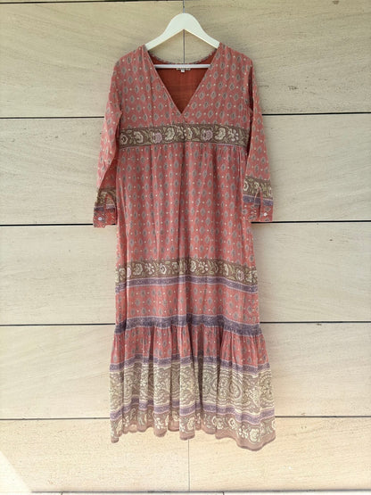 Vestido largo algodón estampado