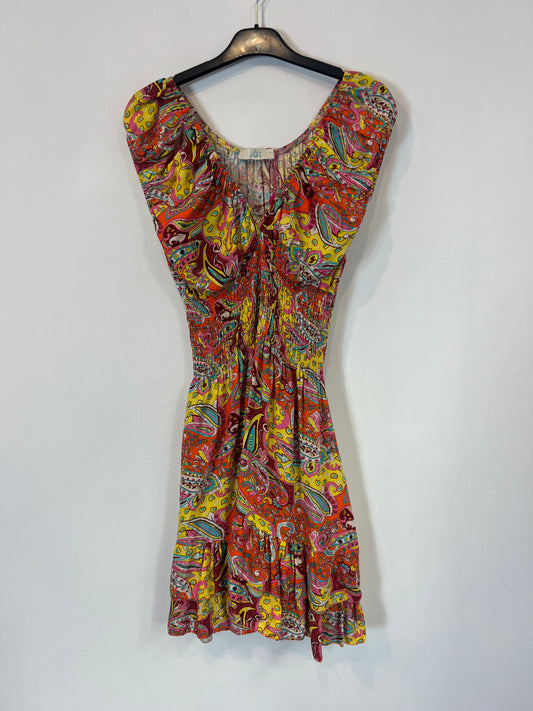 JOT. Vestido corto colores cintura elástica. T S