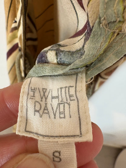 WHITE RAVEN. Vestido largo seda estampado