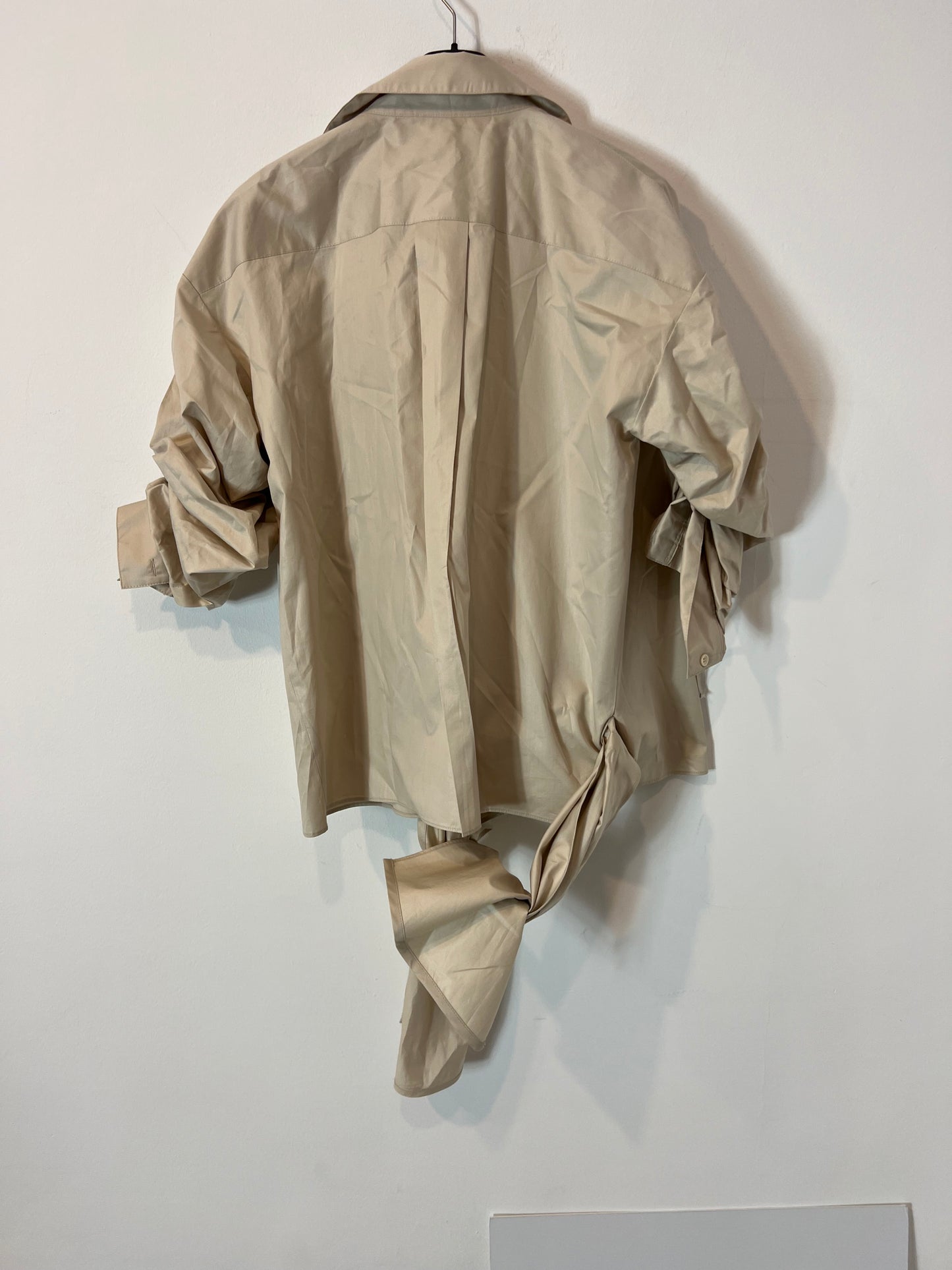 ZARA. Beige wrap blouse with sleeve detail. XS