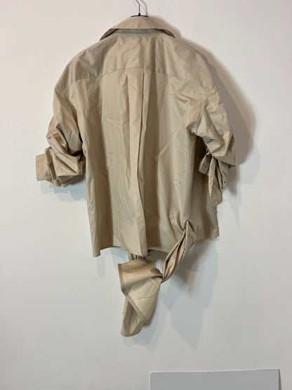 ZARA. Beige wrap blouse with sleeve detail. XS