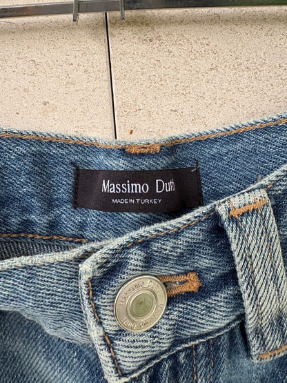MASSIMO DUTTI. Denim tiro alto wide leg  claro