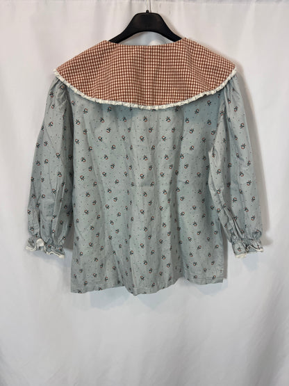 BIRINIT. Blue printed blouse with baby collar Tm