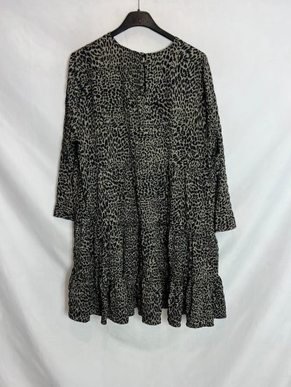 ZARA. Vestido textura animal print. T M