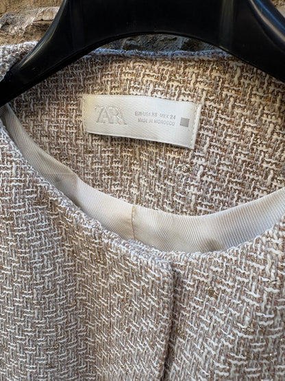 ZARA. Blazer tweed hilos dorados XS