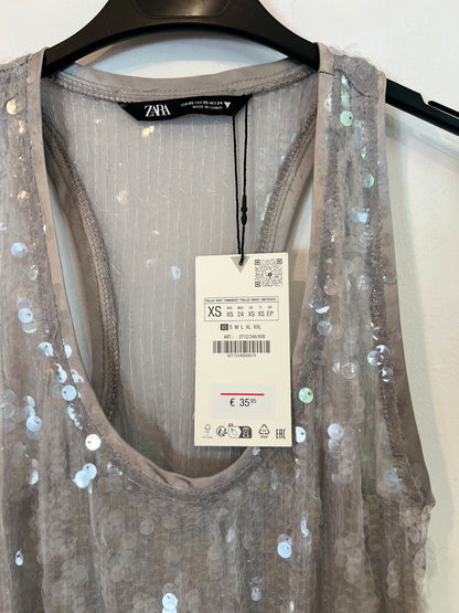 ZARA. Vestido largo lentejuelas T.xs
