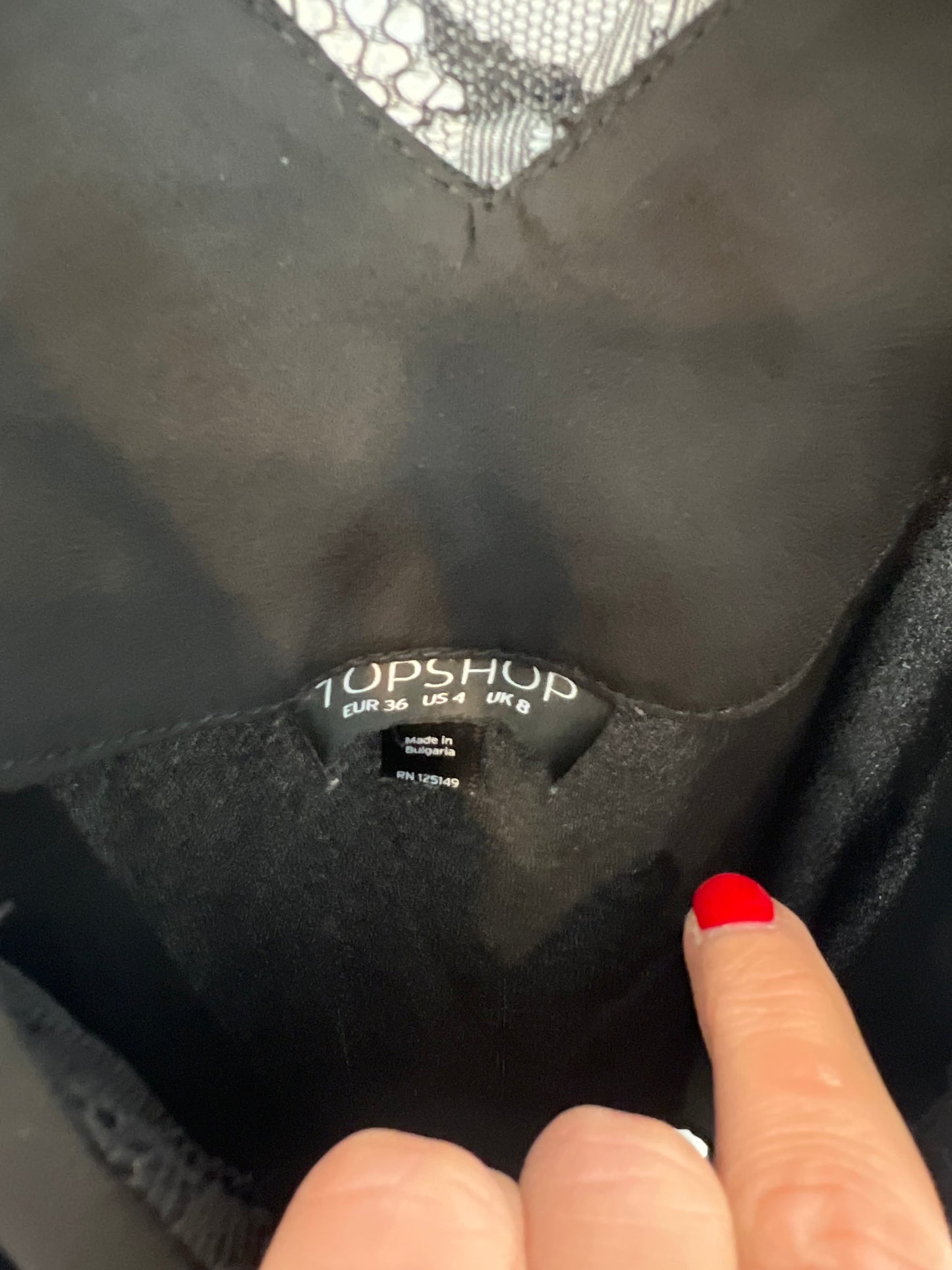 TOPSHOP. Black lingerie top T.36