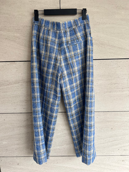 ZARA. Textured checked wide-leg trousers, XS