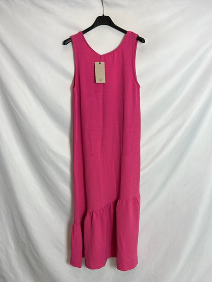 SFERA. Vestido liso rosa volante. T S
