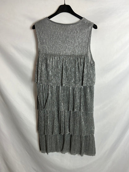 ZARA. Short silver dress with ruffles. TL
