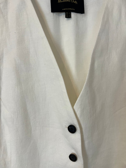 MASSIMO DUTTI. Chaleco lino blanco