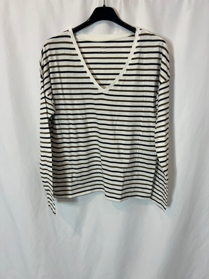 MANGO. Camiseta manga larga rayas. T S
