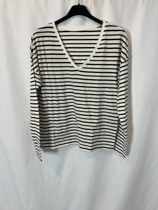 MANGO. Camiseta manga larga rayas. T S