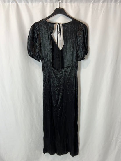 H&amp;M. Black satin midi dress size 34
