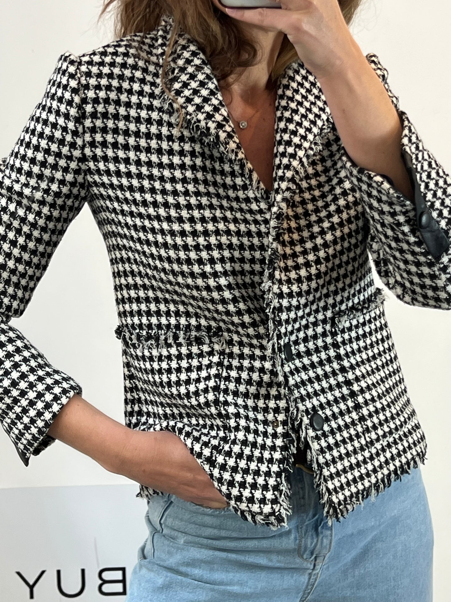 CLAUDIE PIERLOT. Chaqueta tweed pata de gallo. T 38
