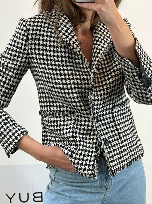 CLAUDIE PIERLOT. Chaqueta tweed pata de gallo. T 38