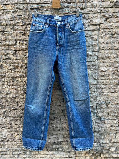 ZARA. Denim recto abotonado dobladillo. T 34