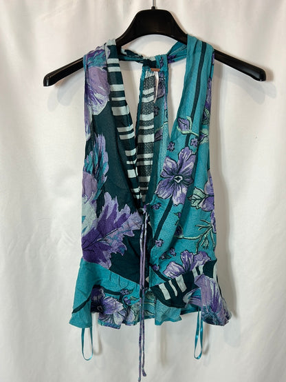 FREE PEOPLE. Blue floral TS top