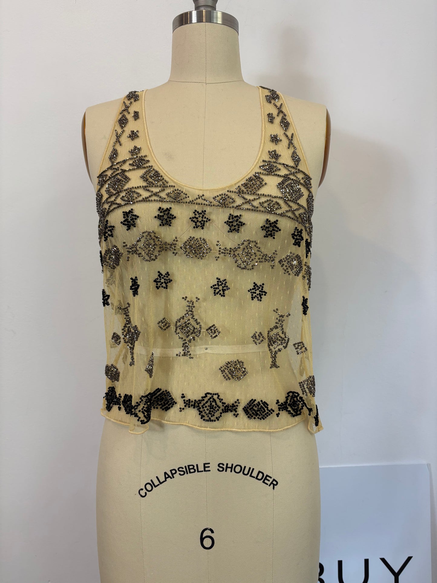 ZARA. Top semitransparente pedrería. T XS