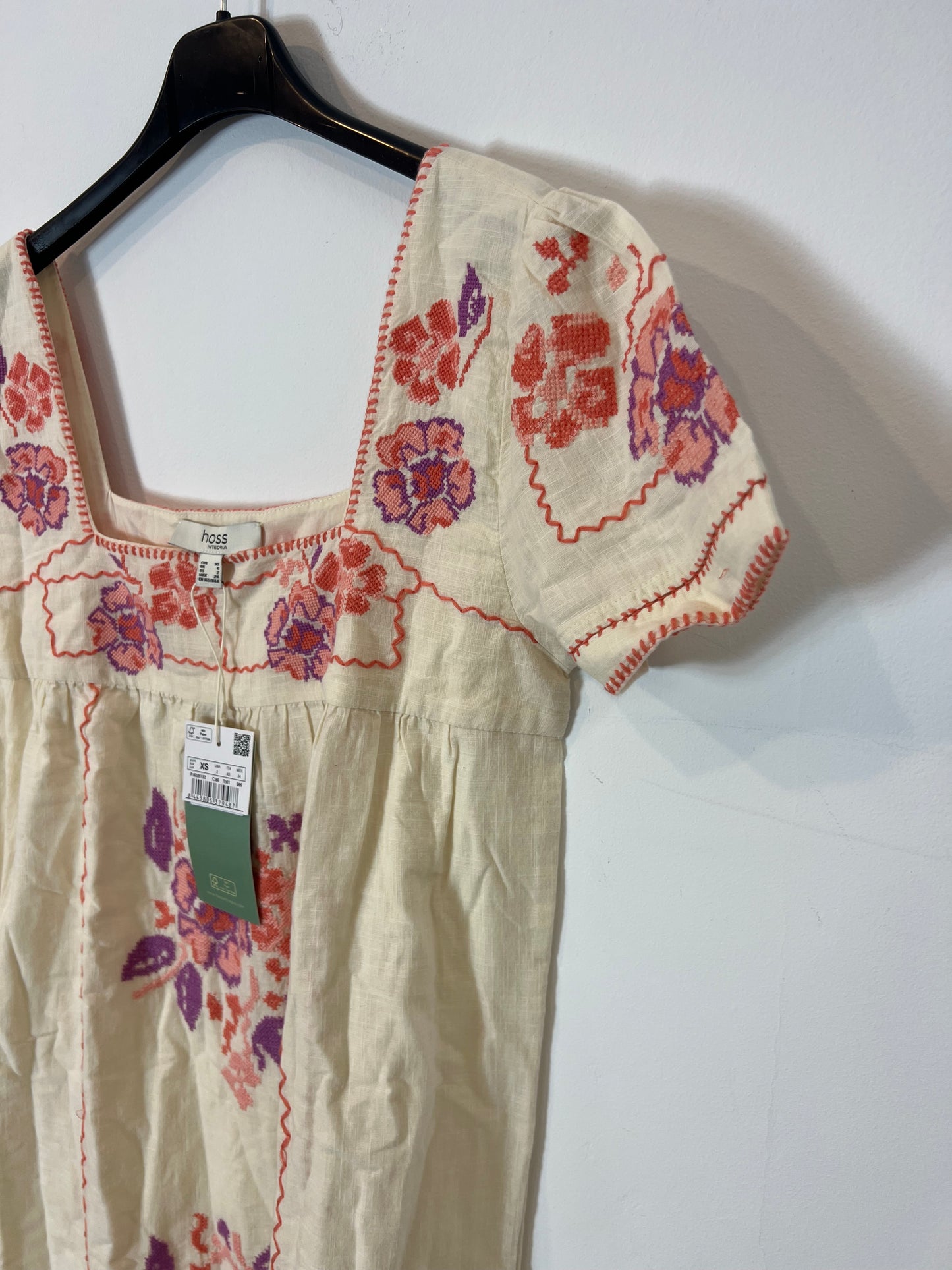 INTROPIA. Beige embroidered midi dress T.xs