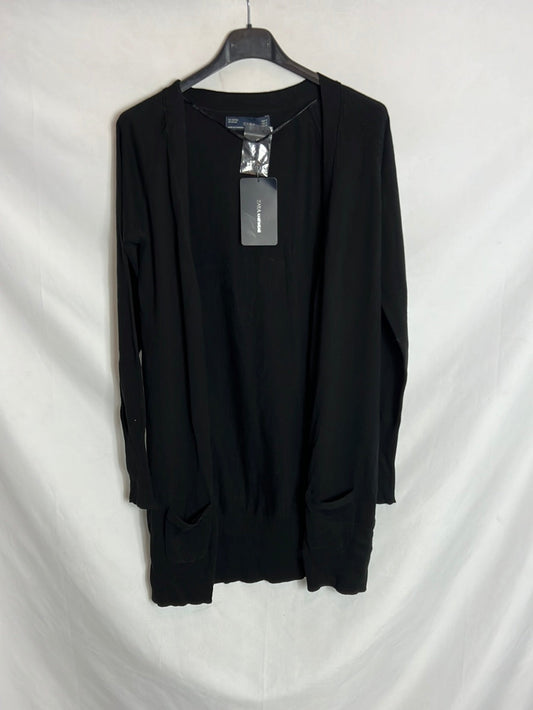 OTRAS. Cárdigan largo negro bolsillos. TM