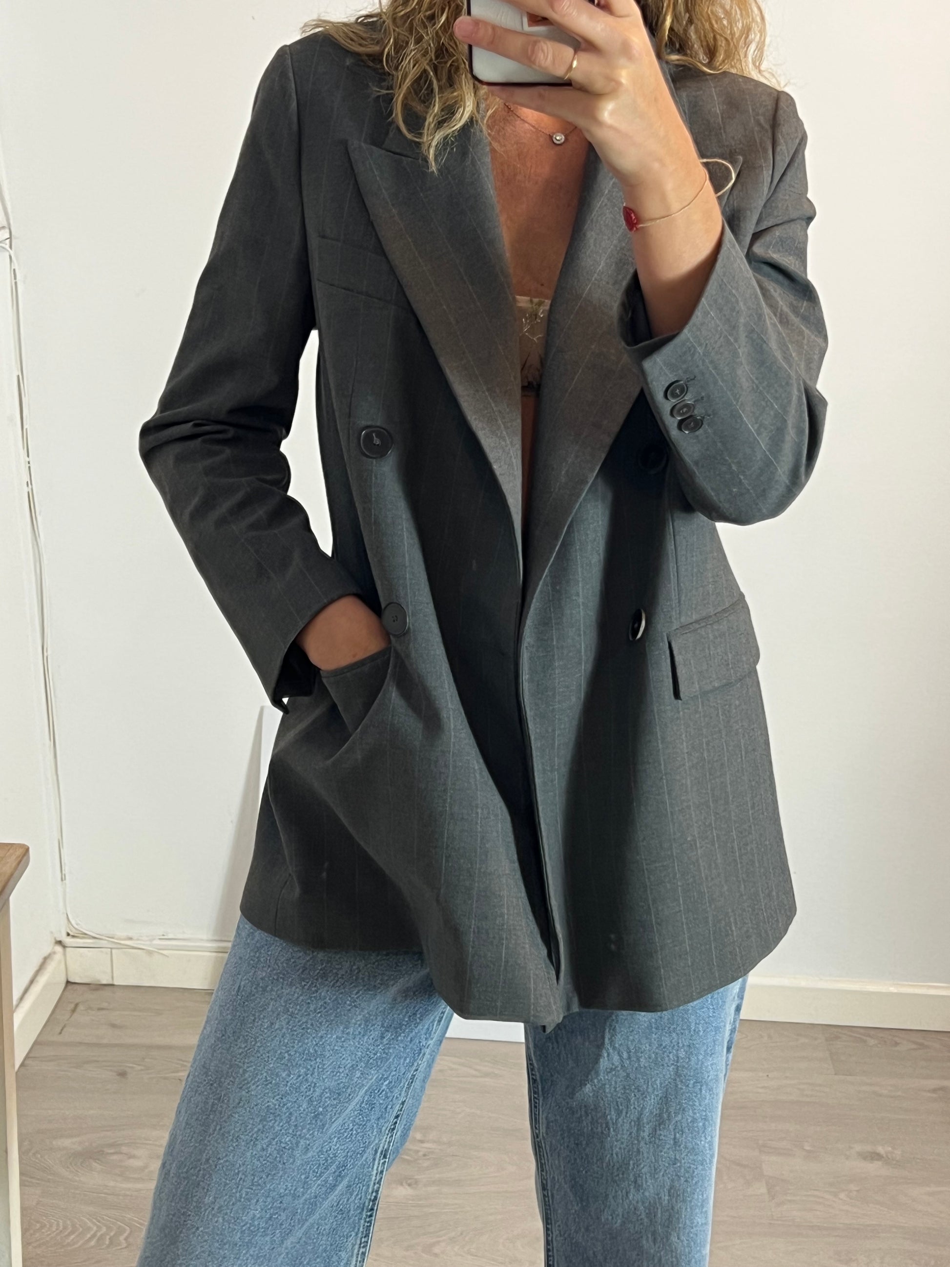 Blazer gris rayas diplomáticas m – Hibuy market