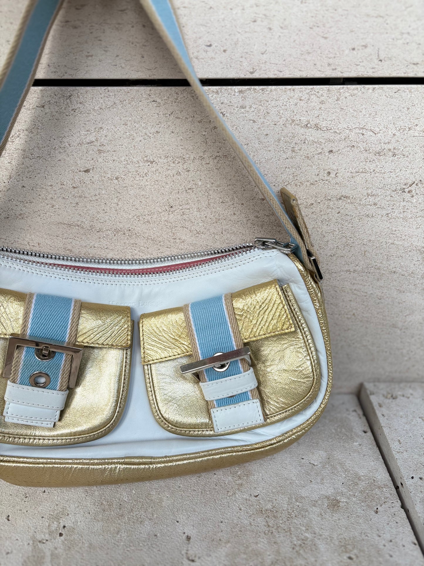 MARCOS LUENGO. Bolso de hombro piel tricolor