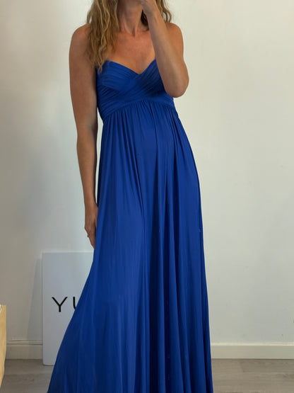 ANAMARIA COUTURE. Vestido max azul klein