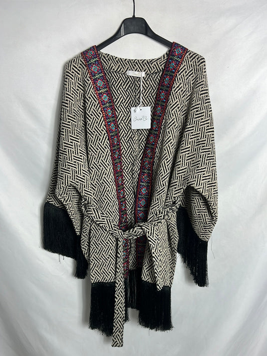 CARLOTA&CO. Kimono flecos estamoado. TU (M)