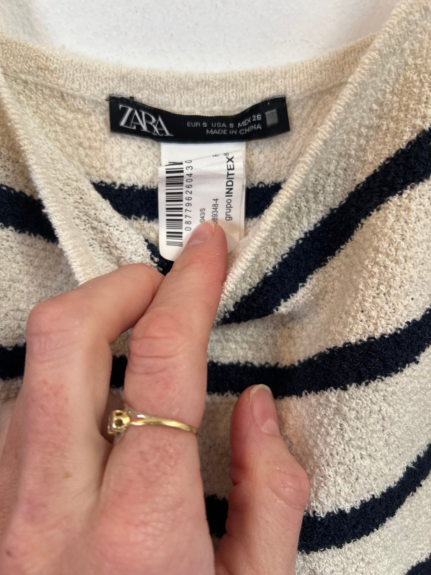 ZARA. Vestido rayas textura T.s