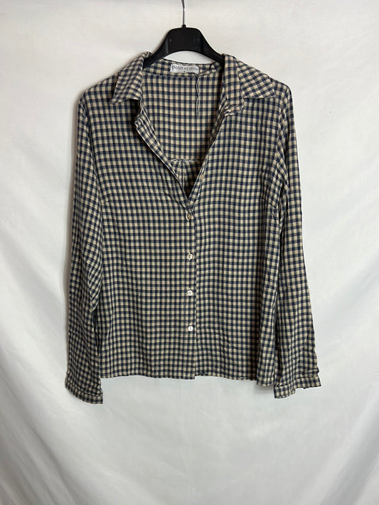POLIN ET MOI. Blusa cuadros tricolor. TM