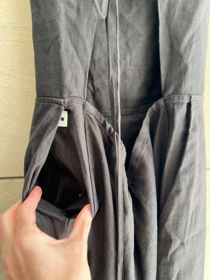 ZARA. vestido lino negro  T.s