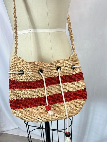 PETITE MENDIGOTE. Bolso rafia rayas