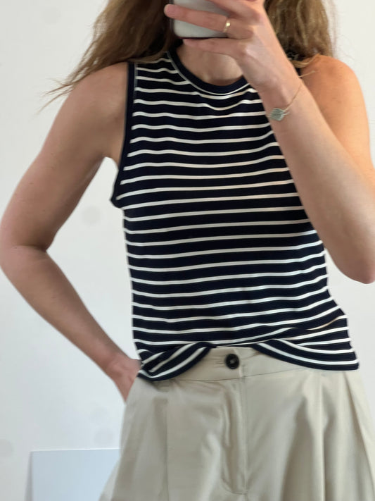 GEORGES RECH. Blue striped sleeveless top. TM