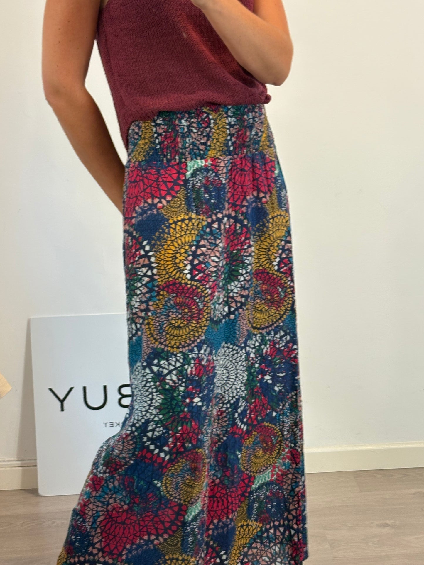 SURKANA. Falda larda multicolor T.s