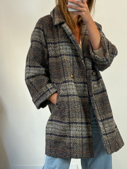 ALGO BONITO. Abrigo cuadros con lana