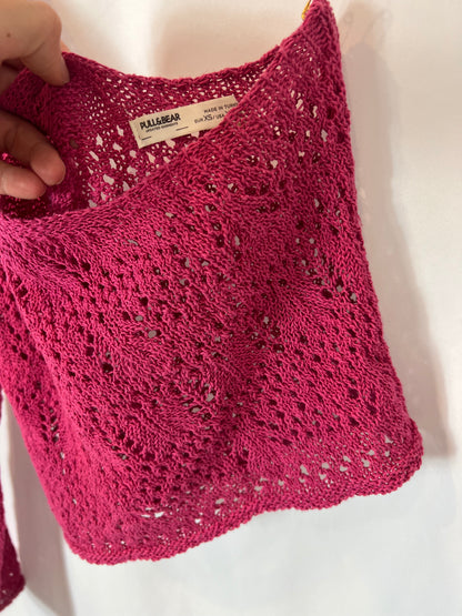 PULL&amp;BEAR. Pink crochet top T.xs